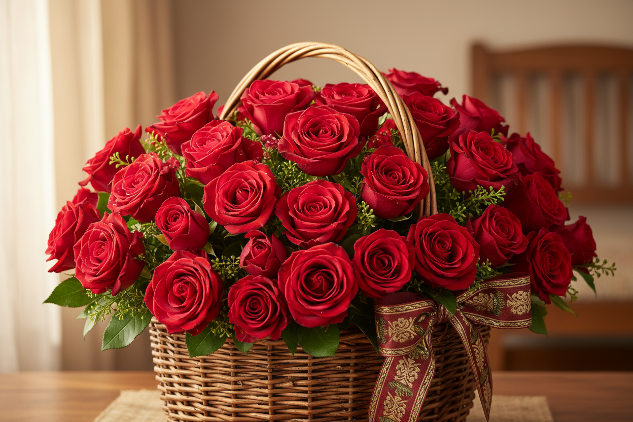 follow exactly be very realistic and not like AI

Tohfa-e-Mohabbat – Red Roses Basket (Local) ek khaas nazrana hai jo mohabbat, jazbaat aur dil ki gehraiyon se nikla hua ehsaas hai. Lal gulabon ki khoobsurti aur basket presentation ka elegance mil kar ek aisa gift dete hain jo nazar bhi lubhaye aur dil bhi choo le.

Har gulab local farms se fresh chuna gaya hai, petals naram aur aroma khushgawar; basket wrapping aur finishing touch se poora arrangement nazar mein classy lagta hai.

Kyun Chunein Tohfa-e-Moha