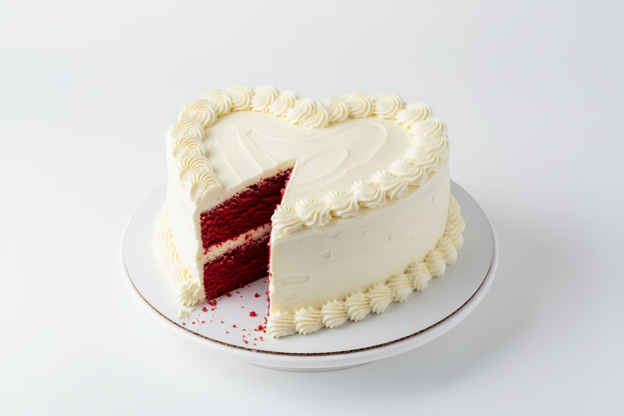 Khoobsurat surkh rang aur creamy lazzat wala 2.2 LBS ka Red Velvet Heart Shaped Cake! Iska halka cocoa flavor aur tangy cream cheese frosting ka combination isko ek shandaar aur pasandeeda cake banata hai. Har celebration ke liye ek elegant choice.

🎁 Includes:

2.2 LBS (Approx. 1 kg) of striking Red Velvet Cake
Traditional cocoa flavor and light texture
Topped with classic, tangy cream cheese frosting
Free custom message piping
FROM Hob Nob Cafe Karachi
