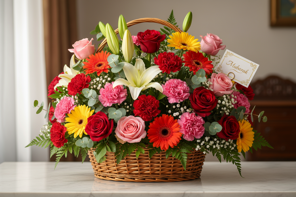 make it look really real

Rang birange phoolon se sajayi gayi ye mix flowers basket har lamha ko khushgawar bana degi.

🎁 Includes:

Mix phoolon ki taaza basket arrangement

Free greeting card aapke paighaam ke saath

Free delivery poori Pakistan mein

💐 Perfect For:
Birthday, friendship, ya congratulations ke liye
