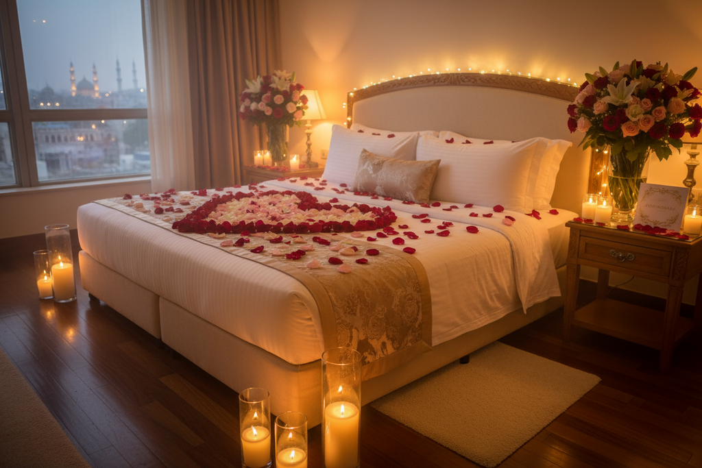 make it look very real 

Aapke room ko khushbu aur rangon se bhar dene wala flowers setup — ek dreamy surprise jo hamesha yaad rahega.

🎁 Includes:

Room decoration with fresh flowers

Free greeting card aapke paighaam ke saath

Free delivery anywhere in Pakistan

💐 Perfect For:
Anniversary surprise, romantic setup, ya birthday décor ke liye