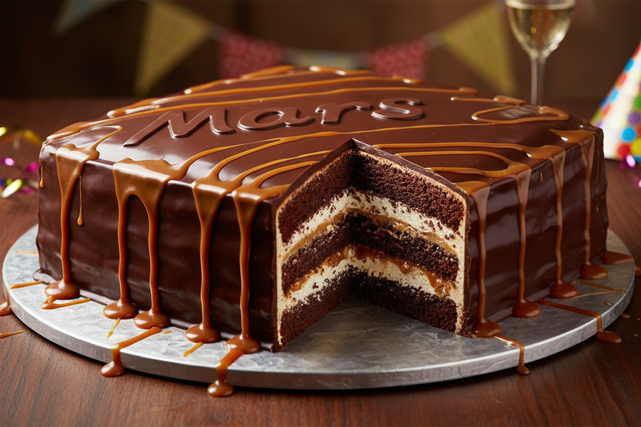 Mars chocolate bar ke taste aur look mein bana hua 4.4 LBS ka mega-size cake! Agar aapko caramel, nougat aur chocolate ka combination pasand hai, toh yeh cake aapke liye hi hai. Ek bite mein hi Mars bar ka ultimate maza! Yeh cake bade gatherings aur Mars lovers ke liye perfect hai.

🎁 Includes:

4.4 LBS (Approx. 2 kg) of richly flavored cake

Designed to look like a giant Mars bar (Chocolate glaze, caramel drizzle)

Layers of moist chocolate sponge, nougat-like filling, and caramel flavor

Free custom mess