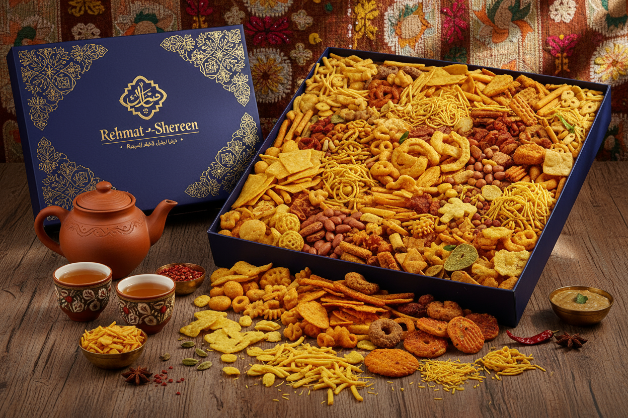 Nimcolia Gift Pack (Rehmat-e-Shereen) ek zabardast nimco combo hai jo crunchy, spicy aur chatpata flavour se bharpoor hai. Chaahe chai-coffee ho ya mehmanwawazi ka lamha ho, ye pack har moment ko mazedaar bana deta hai.

Kyun Chunein Nimcolia Gift Pack?

🍲 Savory Variety: Is gift pack mein nimco ki mix items honge jaise dal sev, gathia, peanuts, mix namkeen aur masala papdi etc., jo har flavour pal-pal badal te hain. South Asian Central |+2Malir Cantt Today+2
🔥 Crunch &amp; Chatpata: Har bite crisp textur