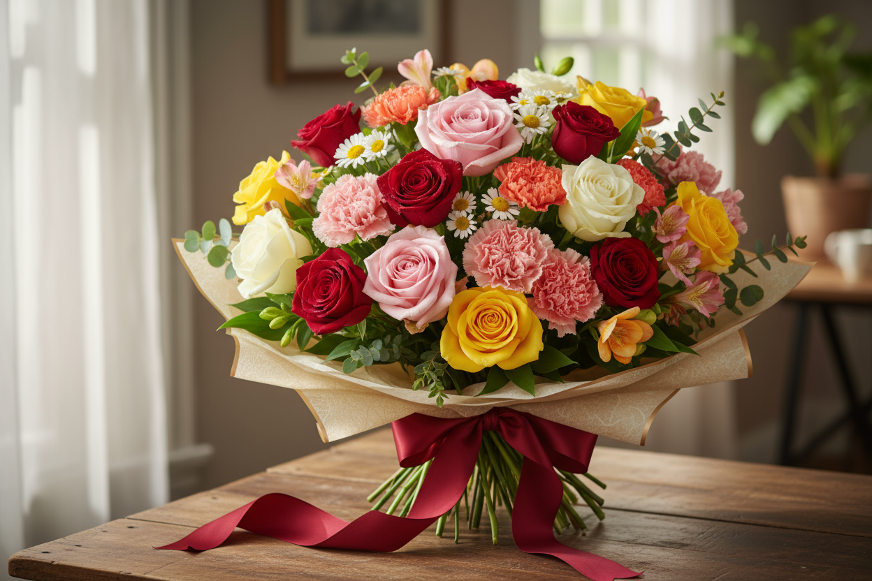 Rang-Bharpoor Bunch, Mohabbat Ka Ehsaas

Phoolon ka yeh Bunch (Local) ek khoobsurat floral arrangement hai jo apne sada-saher andaaz se dil jeet leta hai. Har phool carefully selected hai taaza freshness aur vibrant rang ke saath — perfect hai un lamhon ke liye jab chaho ke gift simple ho, lekin yaadgar ho.

Har bouquet hand tied hota hai, wrapping aur elegant finish ke sath jo dekhne mein classy aur dilkash lagta hai.

Kyun Chunein yeh Bunch (Local)?

🌿 Taaza Phoolon Ka Combo: Local farms se chune hue pho