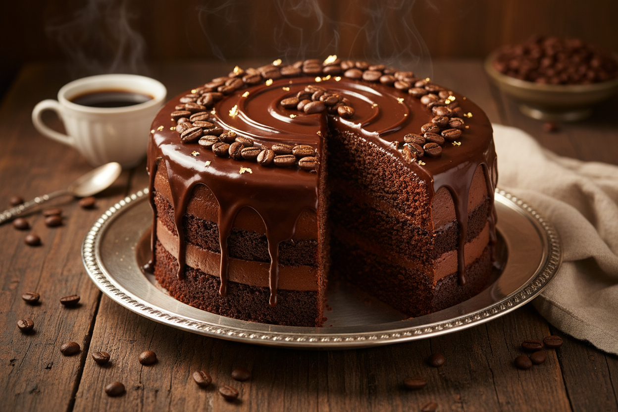 Rich coffee-infused chocolate cake — moist and aromatic.

🎁 Includes:
2.2 LBS Chocolate Coffee Cake
From PC Hotel Lahore
