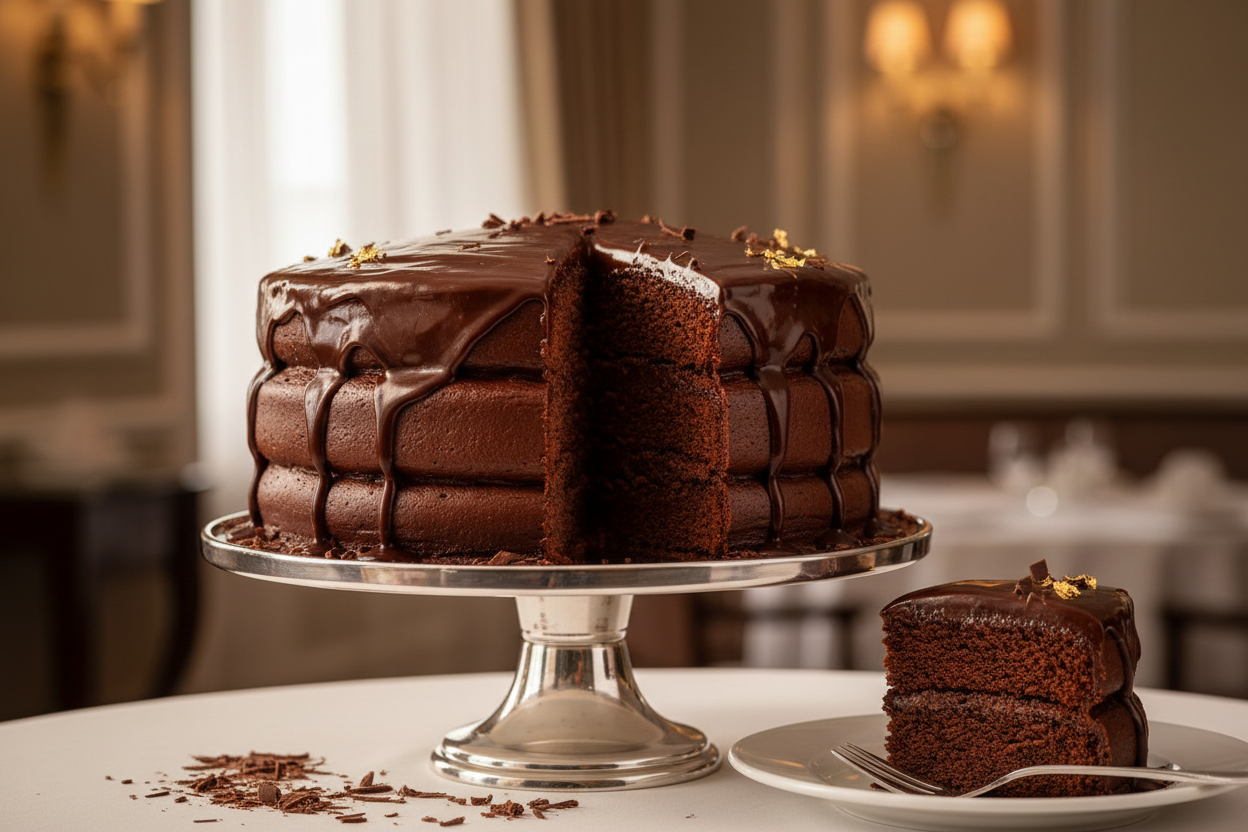 Richness ka Sahi Naam! Yeh cake hai deep, dense chocolate fudge ka epitome. Moist chocolate layers, jise thick, velvety dark chocolate fudge frosting se cover kiya gaya hai. Sheraton ki quality ke saath, yeh cake luxurious aur satisfying hai. Seriously decadent!

🎁 Includes:

Available in 4.4 LBS (Large) 
Dense, fudgy chocolate sponge with intense cocoa flavor.
Smooth, rich chocolate fudge ganache.
Free SHERATON LAHORE PAKISTAN
