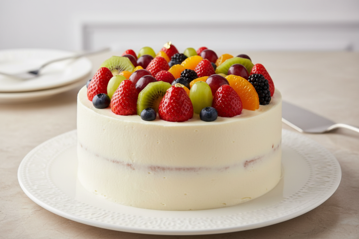 Taaze aur colorful phalon se saja hua 2.2 LBS ka mazedaar Fruit Cake! Iska halka aur spongy base, fresh cream, aur upar se mausam ke behtareen phalon ki topping isko ek refreshing aur khoobsurat mithaas deti hai. Healthy aur delicious ka perfect blend.

🎁 Includes:

2.2 LBS (Approx. 1 kg) of light sponge cake
Layered with fresh cream and decorated lavishly with seasonal fresh fruits
Free custom message piping
From MARRIOTT HOTEL karachi