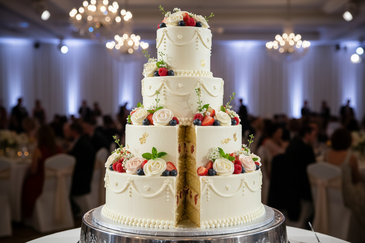 Teen (3) alag alag layers mein bana hua 3 Tier Vanilla Forest ka shahi cake! Yeh cake bari shadiyon, bade jashnon, aur khaas celebrations ke liye perfect hai. Vanilla sponge aur fresh cream ki mithaas ke sath, iski impressive height aapki party ko ek royal touch degi.

🎁 Includes:

Approx. 6-8 LBS ka Massive Three-Tiered Cake
Soft vanilla sponge with cream and light fruit flavors
Grand, tall structure—a perfect centerpiece for large events
Free custom message piping
From PC/MARRIOTT HOTEL 